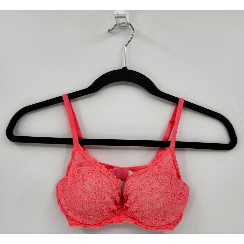 Victoria's Secret Bra Women's 32B Orange Lace Lined Demi